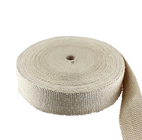 Image of Exhaust Pipe Wrap, Heat Shield Tape in: Fiberglass, Basalt (Titanium), Vermiculite or Foil Faced.