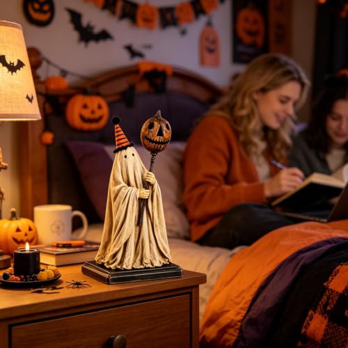Figurine fantôme éclairée en résine déco Halloween durable - 4
