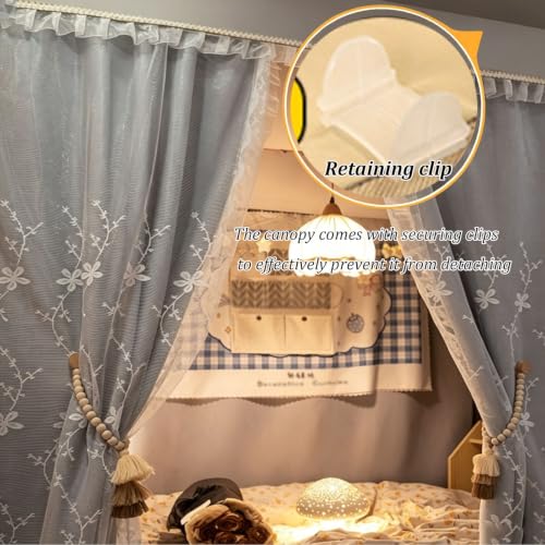 Dosel plegable tipo tienda ajustable con cortinas para litera de estudiante 7