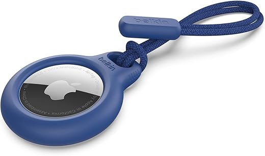 Belkin Polyethylene Terephthalate AirTag Case with Strap, Secure Holder Protective Cover for Air Tag with Scratch Resistance Accessory – Blue…