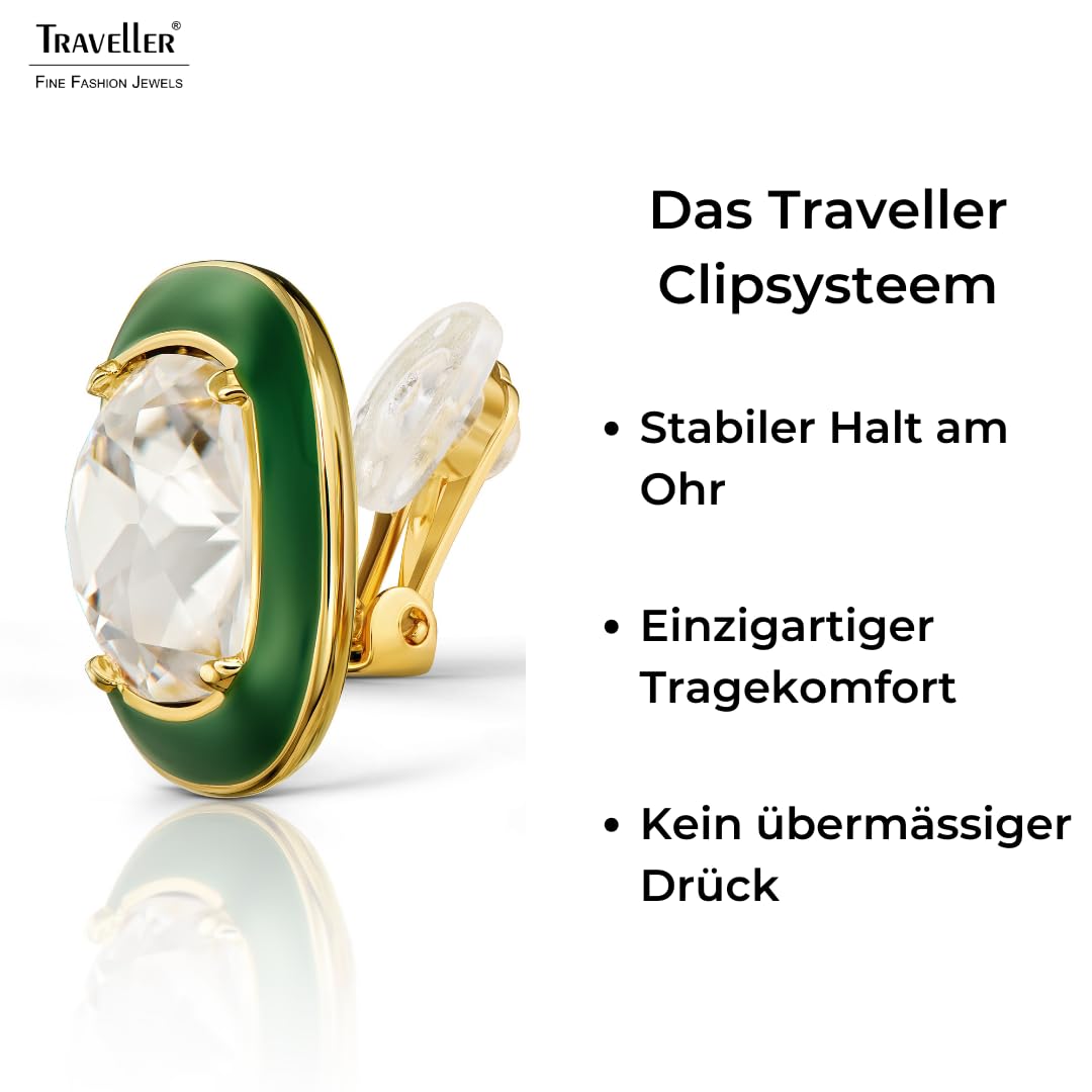 Traveller Ohrclip - Kristalle - Email - diverse Farben