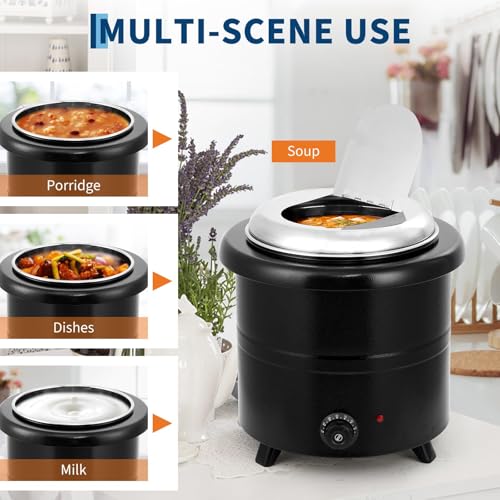 Image of GarveeHome Soup Warmer, 13.7 Qt Commercial Grade Soup Kettle with Swing Lid and Detachable Stainless Steel Insert Pot, Food Warmer with Anti-Scald Handle for Restaurants, Buffet, Catering