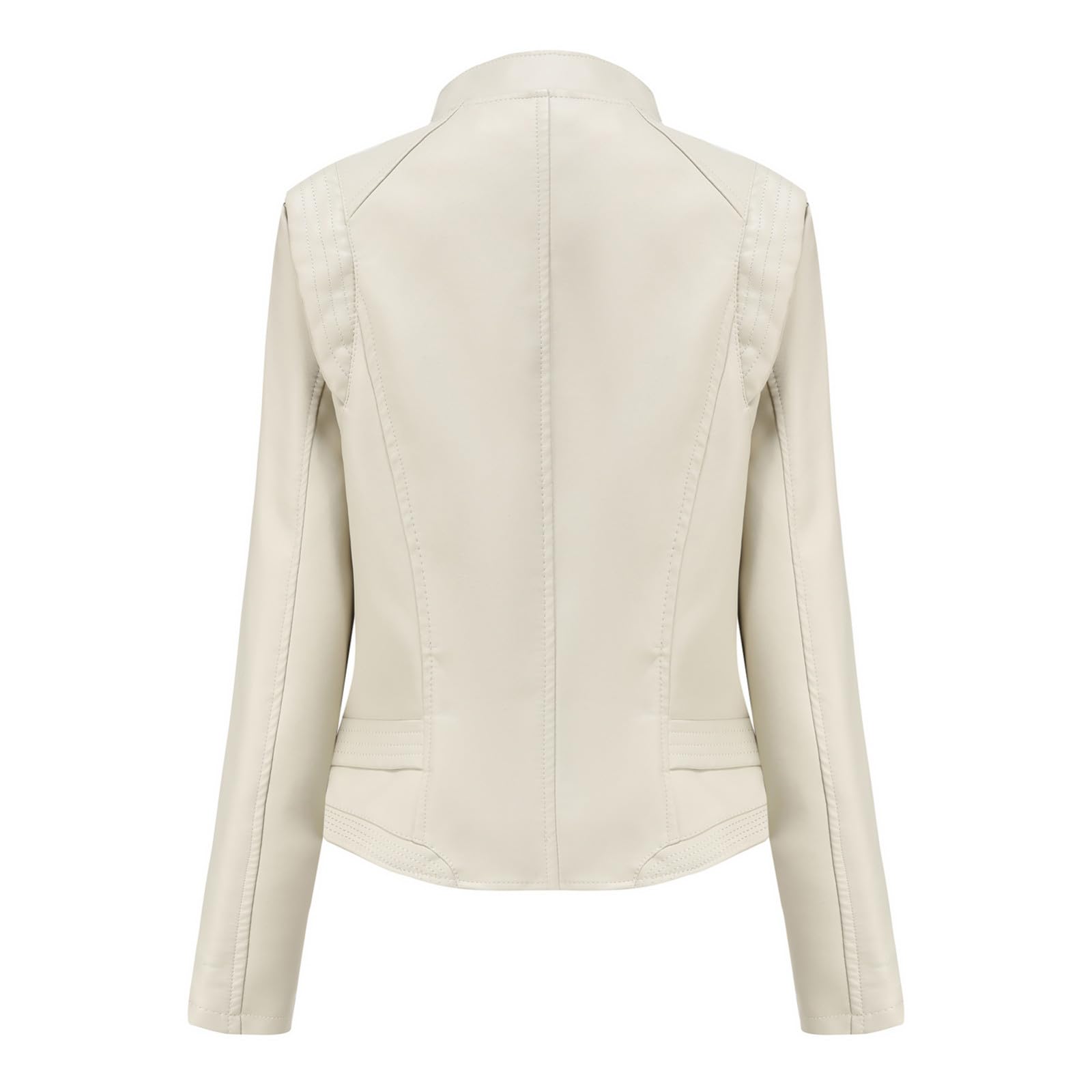 Générique Vestes en cuir pour femmes Manteau de moto en similicuir court et léger#05