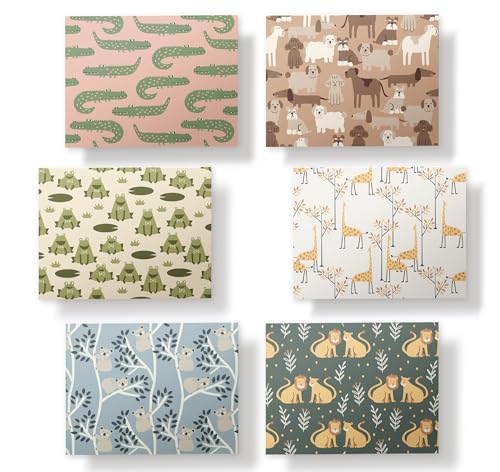Image of Twigs Paper - Assorted Animal Pattern Greeting Cards - Stationery Cards with Envelopes - Thank You Card - Blank Note Cards - Greeting Cards for All Occasions - Made in USA (5.5 x 4.25, Set of 12)