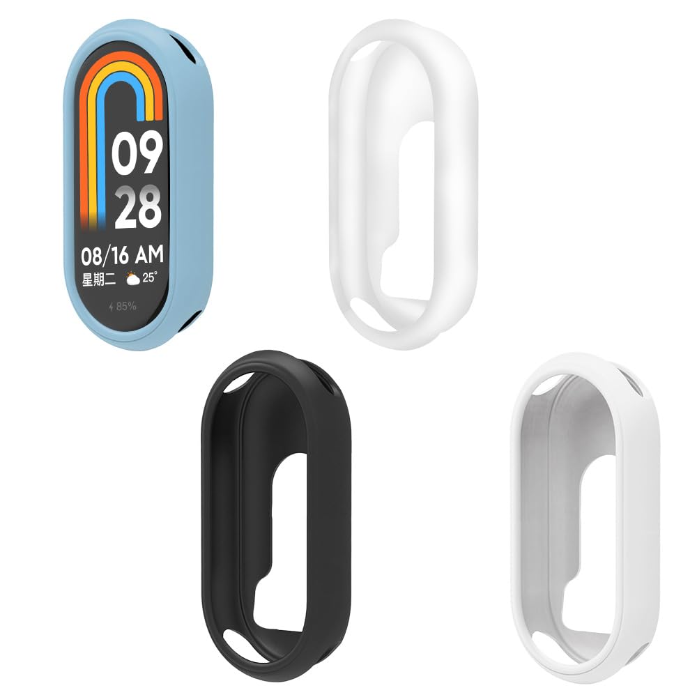 FCMEDZI Compatible for Xiaomi Mi Smart Band 9 Case & Band 9NFC,Soft Silicone Shock-Proof Protector Shell Replacement Protective Case or for Xiaomi Mi Smart Band 8 (Pack of 4)