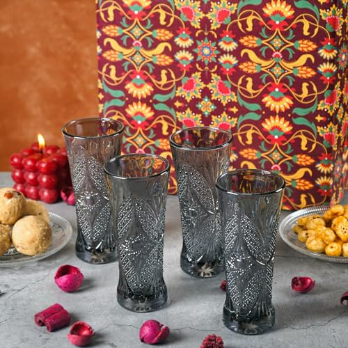 Image of bellemax 300 ML Premium Juice Glasses Drinking Glasses,Highball Lead-Free Glasses,Tumblers for Water,Juice,Beer,Cocktail and Mixed Drinks - 6 Pieces,Transparent (BM-11)