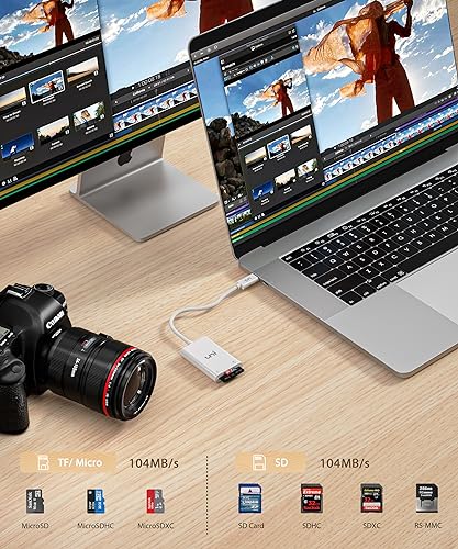 Image of uni USB C SD Card Reader, Sturdy Micro SD Card Adapter (Durable Nylon, No Block), Ultra High-Speed USB Type C Camera Memory Card Reader OTG Compatible with Android Galaxy S20, MacBook Pro /MacBook Air