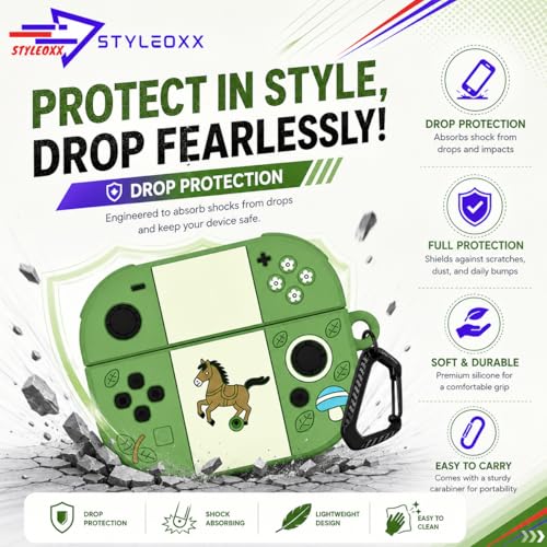 Image of Anvique Silicone Case Cover for Oneplus Nord Buds 4 Pro, Scratch Resistance, Shock Absorption, with Premium Carabiner (Horse Green T)