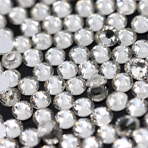 2880 Piezas Flatback Rhinestones, Round Diamond Glass, Hot Fix Crystal Flatback Rhinestones, Vidrio Cristal Redondo Flatback, para Vestidos de Novia, Pulseras, Broches