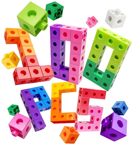 Dotimo 100PCS Math Linking Cubes Math Cubes for Kids Ages 4-8 Counting Snap Cubes Manipulatives with 10 Colors Preschool Learning Activities Classroom Supplies & Homeschool (100-Cubes)