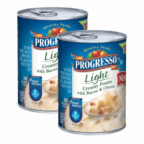 Progresso Light, Creamy Potato With Bacon &amp; Cheese Canned Soup, Gluten Free, 18.5 oz. (Pack of 2)