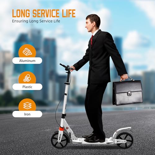 Faltbarer Roller Cityroller Kick Scooter Erwachsene Faltbarer Scooter mit Handbremse Cityroller Tretroller Bike F&uuml;r Kinder und Erwachsene (Wei&szlig;)