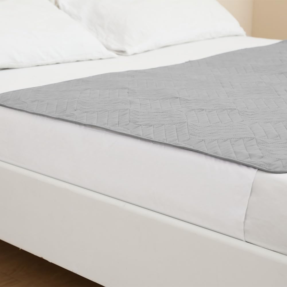 DUJUIKE Funda de colchón Impermeable, Almohadilla de incontinencia Lavable, Adecuada para el Cuidado de Adultos/bebés, pañal para Mascotas, Antideslizante y a Prueba de Fugas (Gris Claro, 90×135cm)