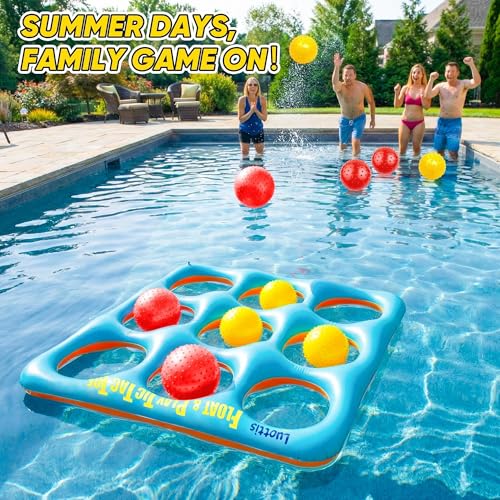 Luottis Inflatable Tic Tac Toe Pool Game Set – Pool Toys with 10 Balls, Fun for Kids, Teens, Adults, Family, Party, Beach, Outdoor & Indoor, 2-10 Players by Luottis - Used condition - Image 2