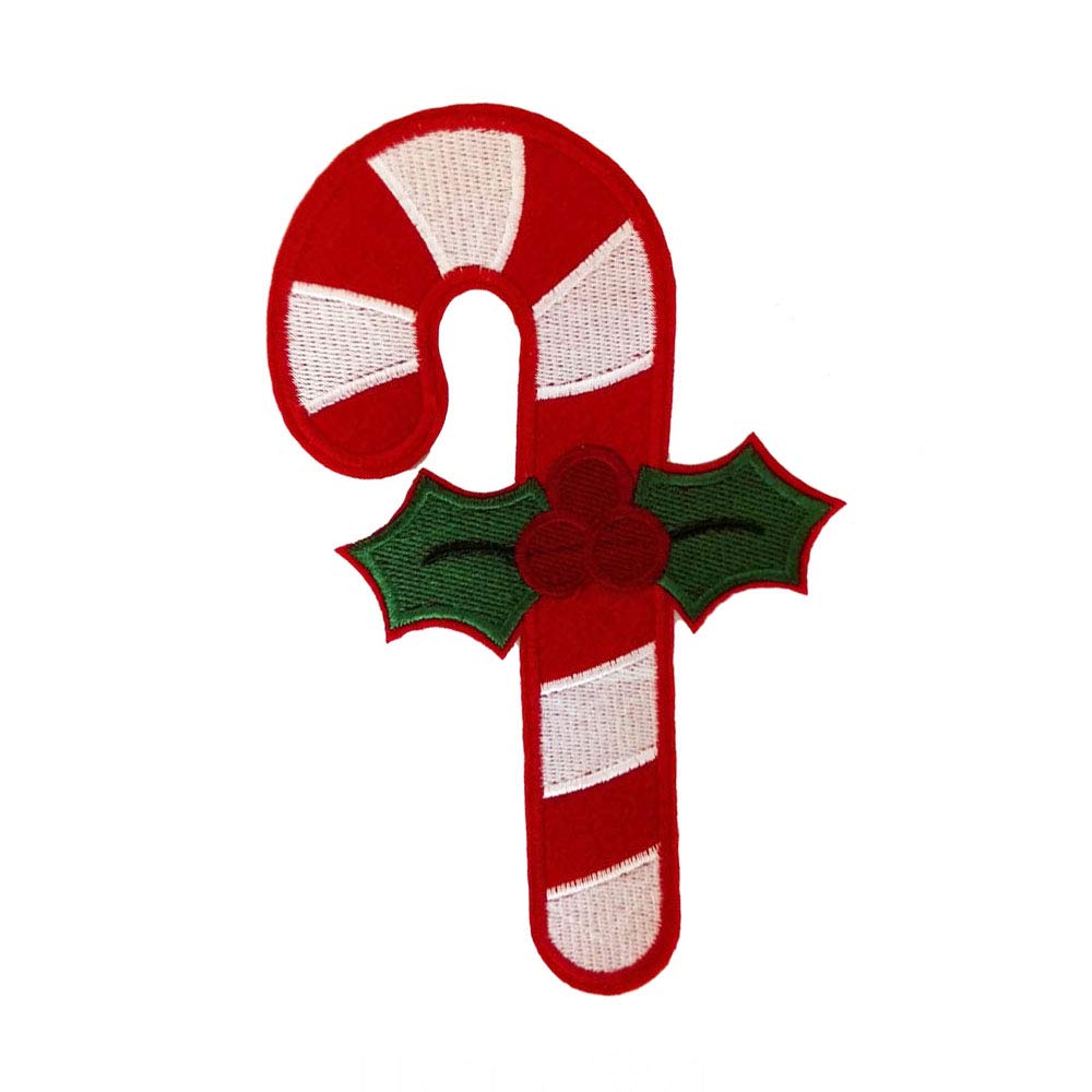 7“ Large Size Christmas Candy Cane Embroidered Iron on Patch Jacket Accessories DIY