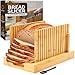 Bread Slicer for Homemade Bread - Bambüsi Upgraded Adjustable Bamboo Bread Cutter Board, Foldable Slicing Guide with Crumb Tray for Sourdough, Artisan Loaves, Bagels, Cakes, Bakery Kitchen Gadget Gift