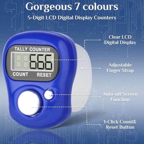 Image of Digital Finger Ring Tally Counter - Electronic Hand Counter for Mantra Jap, Cricket Umpire, Vehicles, Visitors & Counting | 5-Digit LED Display | Portable Multi-Use Tally Machine (FInger RIng Counter)