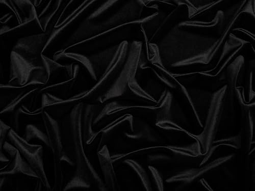 Minerva Black Glossy Panne Velvet Stretch Knit Fabric for Dressmaking - 150cm Wide - per metre