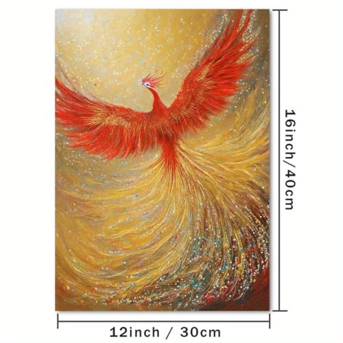 Tableau Phénix de Feu 50x60 cm avec cadre pour salon