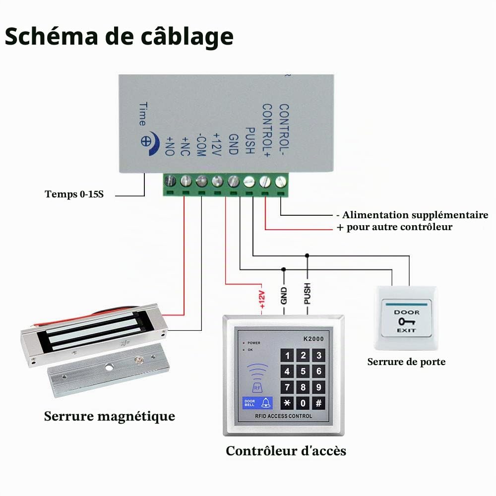 Serrure magnétique électromagnétique Porte Simple 180KG (350LB) avec Support ZL DC12V sécurité intégrée NC rétention de Serrure électrique pour systèmes de contrôle d'accès