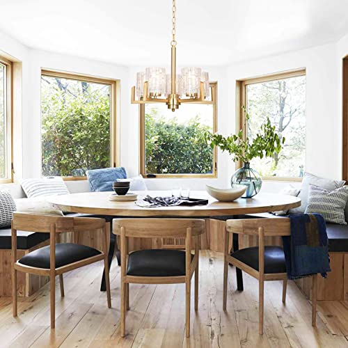 ALICE HOUSE 19.3" Dining Room Chandeliers, Brushed Brass Contemporary Coastal Lighting Fixture for Kitchen, Bedroom, Entryway, ETL Listed, AL2218-H5
