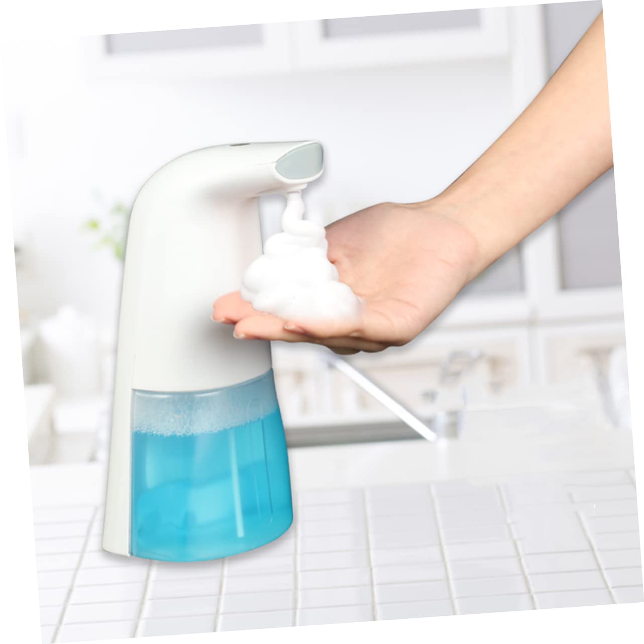 Cabilock Dispensador Automático de Jabón de 300ml, Sensor Infrarrojo sin Contacto, Abs y PE, de Pared y Mesa, para Baño y Cocina