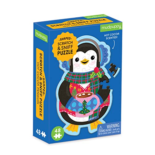 Mudpuppy Hot Cocoa Penguin - 48 Piece Mini Scratch & Sniff Puzzle with Colorful and Fun Illustrations of A Cozy Winter Penguin and Scented Puzzle Pieces - Image 2