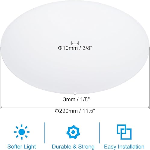 Miniatura 2 de PATIKIL Difusor de pantalla de lámpara, diámetro de 11.5 pulgadas con orificio central de 38 pulgadas, difusor redondo para pantallas de tambor,