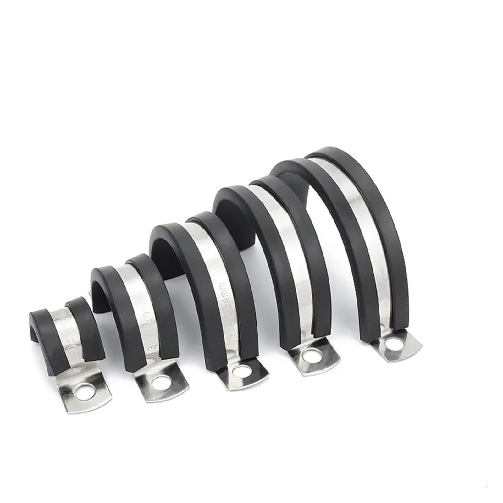 Knbhgujmd One Color P-Clips Metal Wire Cable Conduit Clamps, 2Pcs 8-50Mm 304 Stainless Steel Rubber Lined U Clips Cable Mounting Hose Pipe Clamp(14Mm 2Pcs)