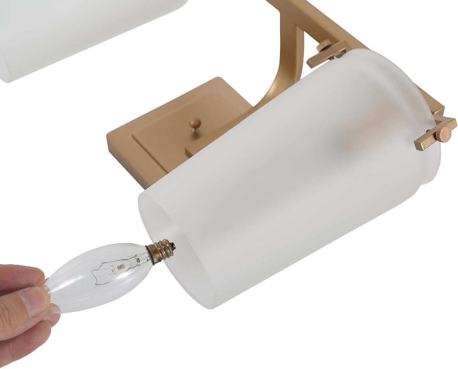Gold Bathroom Vanity Lights, 2 Light Frosted Glass Bathroom Light Fixtures Over Mirror Modern Bedroom Wall Mount Sconce for Kitchen, Hallway