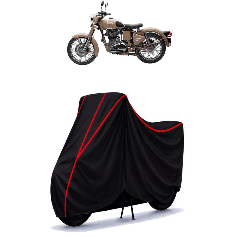 Image of Classic Desert Storm 350 Water Resistant Bike Cover for All Motorcycles & Rain | Heavy Duty Taffeta Fabric | UV Protection, Dustproof, Scratchproof | All Weather Two Wheeler Cover with Elastic Bottom