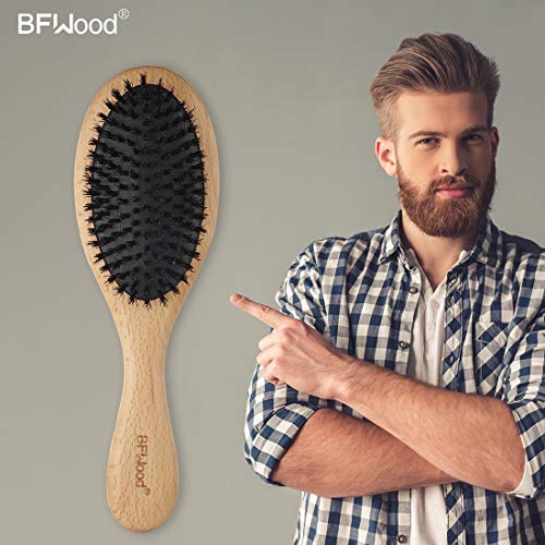 BFWood Boar Bristle Hair Brush - Pure Soft Hair Brush for Fine Thin Hair