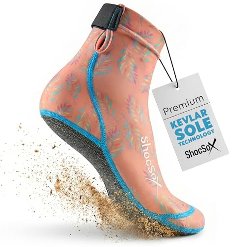 ShocSox Beach Volleyball & Sand Soccer Socks No-Holes Guaranteed Soles for Maximum Protection (US Alpha Large Regular Regular Peaches)