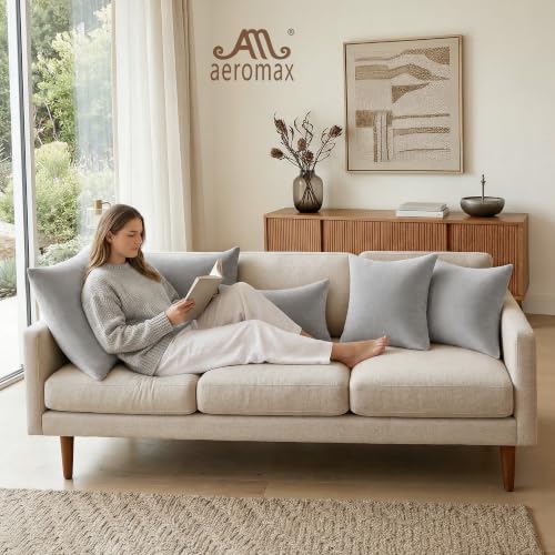 Image of AM AEROMAX 12x20 Memory Foam Throw Pillow Inserts, 2 Pack, Lumbar, Gray