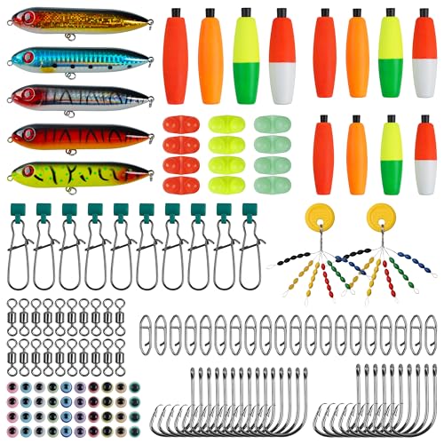 OROOTL Catfishing Tackle Making Kit, 146pcs Catfish Rig Accessories with Catfish Floats Catfish Hooks Swivels Fishing Bells Swivels Bobber Stoppers Catfishing Tackle Equipment