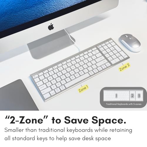 Macally Wired Keyboard for Mac, Compatible Apple Keyboard with Numeric Keypad - Slim, Space-Saving Design for, MacBook Pro/Air Laptop, iMac Replacement