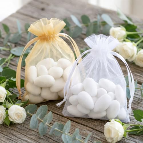 Image of 100PCS Organza Bags, 4X4.72 inch Wedding Favor Bags with Drawstring, Mixed Color Satin Drawstring Organza Pouch Gift Bags for Party, Jewelry, Christmas, Mother's Day, Festival, Bathroom Soaps, Makeup Organza Favor Bags Easter Gifts