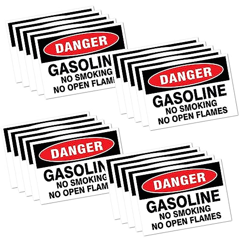 Image of CVANU Danger GASOLINE No Smoking No Open Flames Warning Safety Self-Adhesive Waterproof PVC Vinyl Sign Sticker Size (11.7inchX8.3inch) Pack of 20