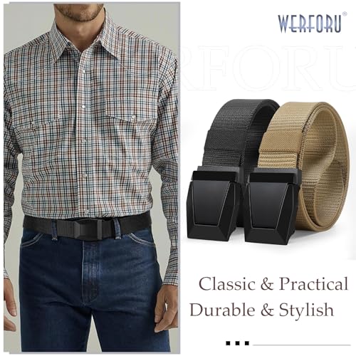 2 Pack WERFORU Tactical Nylon Belt for Men - Nylon Web Belt with Quick Release Metal Buckles2