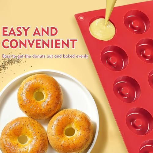 Hraulc Mini Donut Pan, 18 Cavity Silicone Donut Pan For Baking, Non-Stick & Heat Resistant Peach Ring Mold For For Cake Donut Muffin thumb #5