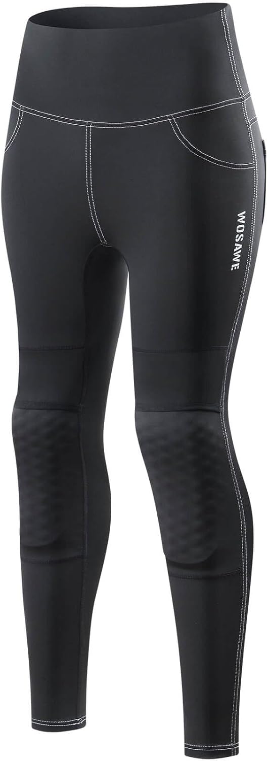 WOSAWE Women's Motorcycle Yoga Leggings with Removable Knee Pads Butt Lifting Cargo Pants