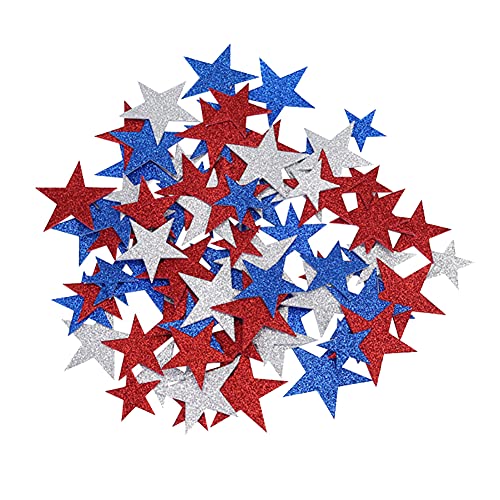 100 Pcs Glitter Patriotic Star Stickers Self Adhesive Wall Foam Stickers for July 4th Independence Day National Day Decorations