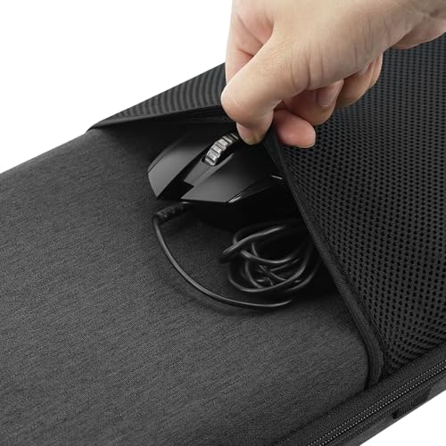 Image of GEEKRIA TKL Keyboard Hard Shell Case, Compatible with 8BitDo Retro 87, RK Royal KLUDGE M87, Keychron V3 Max TKL, Travel Carrying Bag for 87 Key Gaming Keyboard and Mouse Combo (Dark Gray)