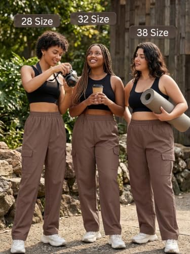 Image of Leriya Fashion Women's Elastic Waist Cargo Pants| Casual Loose Fit Jogger Trousers with Pockets| Lightweight Streetwear Pants for Women
