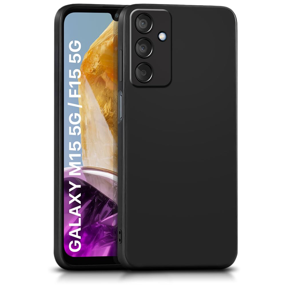 WOW IMAGINE Back Cover for Samsung Galaxy M15 5G | Galaxy F15 5G | Ultra Slim Soft Rubberised Case | Inner Velvet Fabric Lining | Matte Silicone Flexible Mobile Case | Camera Protection – Black