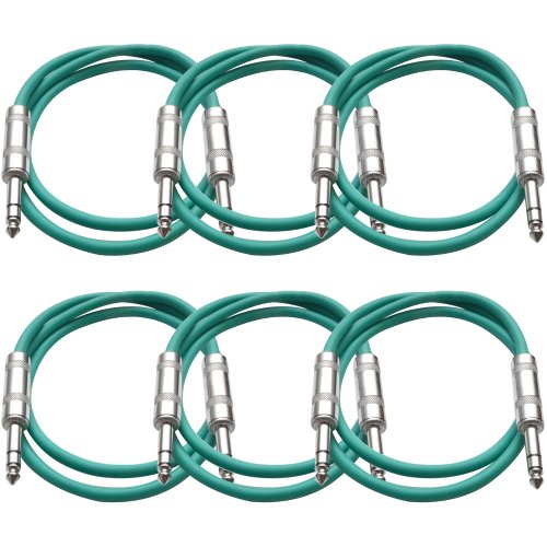 Seismic Audio SATRX-3 Green 6 cables patch 3 pies TRS macho miniatura 1