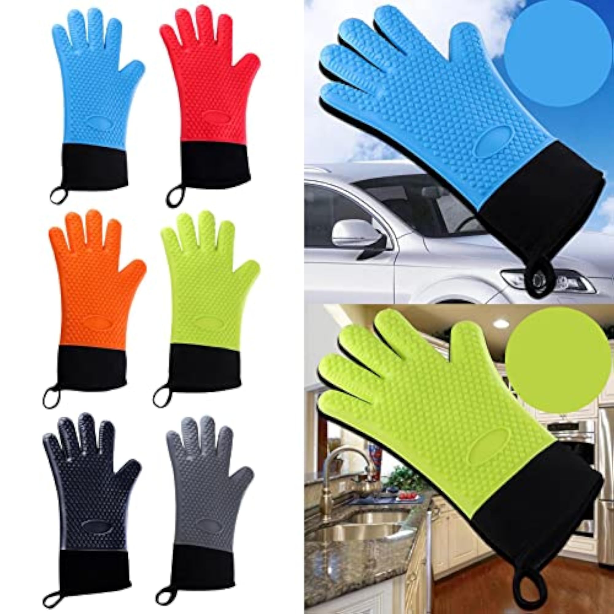 Premium Insulated Oven Gloves for Cooking, Black