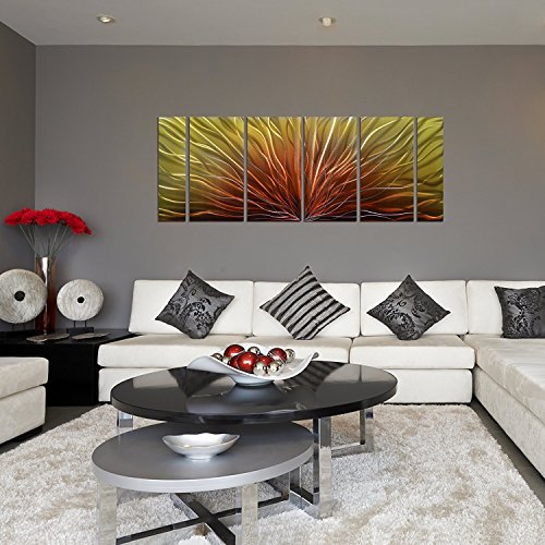 Pure Art Multi-Colored Flower Metal Wall Art - 3D Wall Art For Modern And Contemporary Decor - Handcrafted Decorative Wall Hanging In 6-Panels 24 X 65 Inch #TOP4