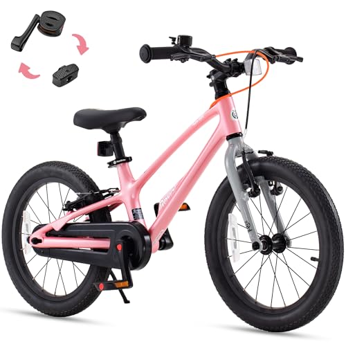 Image of RoyalBaby EZ-Shark Ultra-Light 16 Inch Kids Bike Beginners Learning Bicycle Lightweight Alloy Boys Girls Ages 4+ Years, Pink