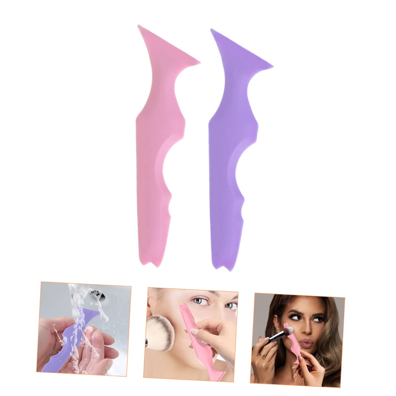 FRCOLOR 8pezzi Stencil Per Sopracciglia in Silicone Strumento Makeup Per Eyeliner e Mascara Accessori Per Facile Usare Per Principianti e Professionisti Colori Rosa